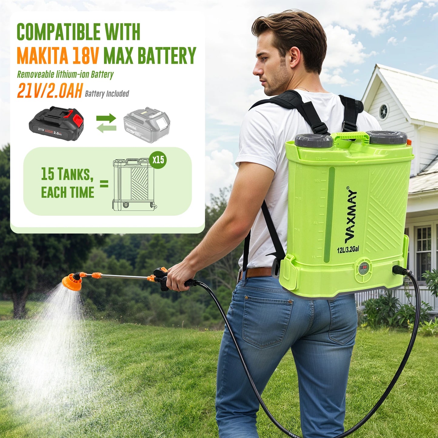 Garden Pesticide Sprayer Automatic Knapsack Power Sprayer 12L for Garden Battery Backpack Sprayer