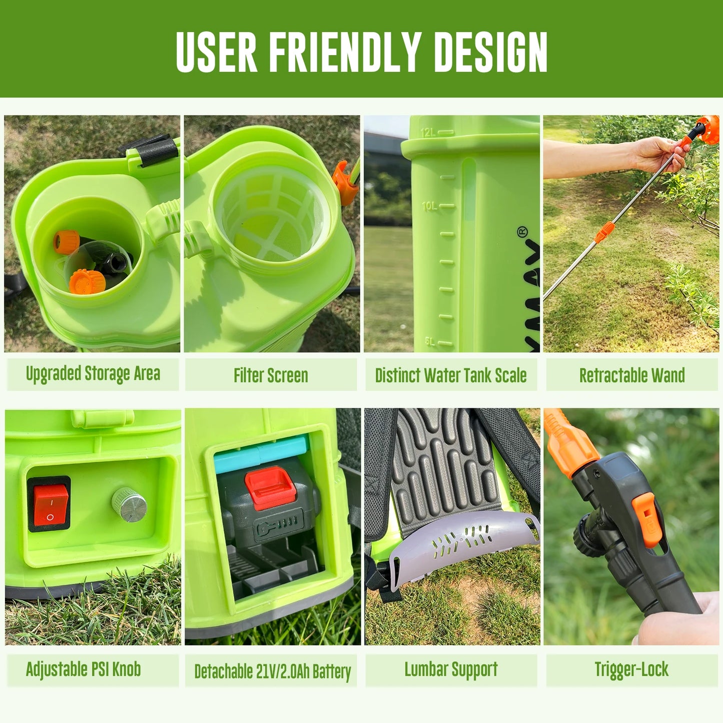 Garden Pesticide Sprayer Automatic Knapsack Power Sprayer 12L for Garden Battery Backpack Sprayer