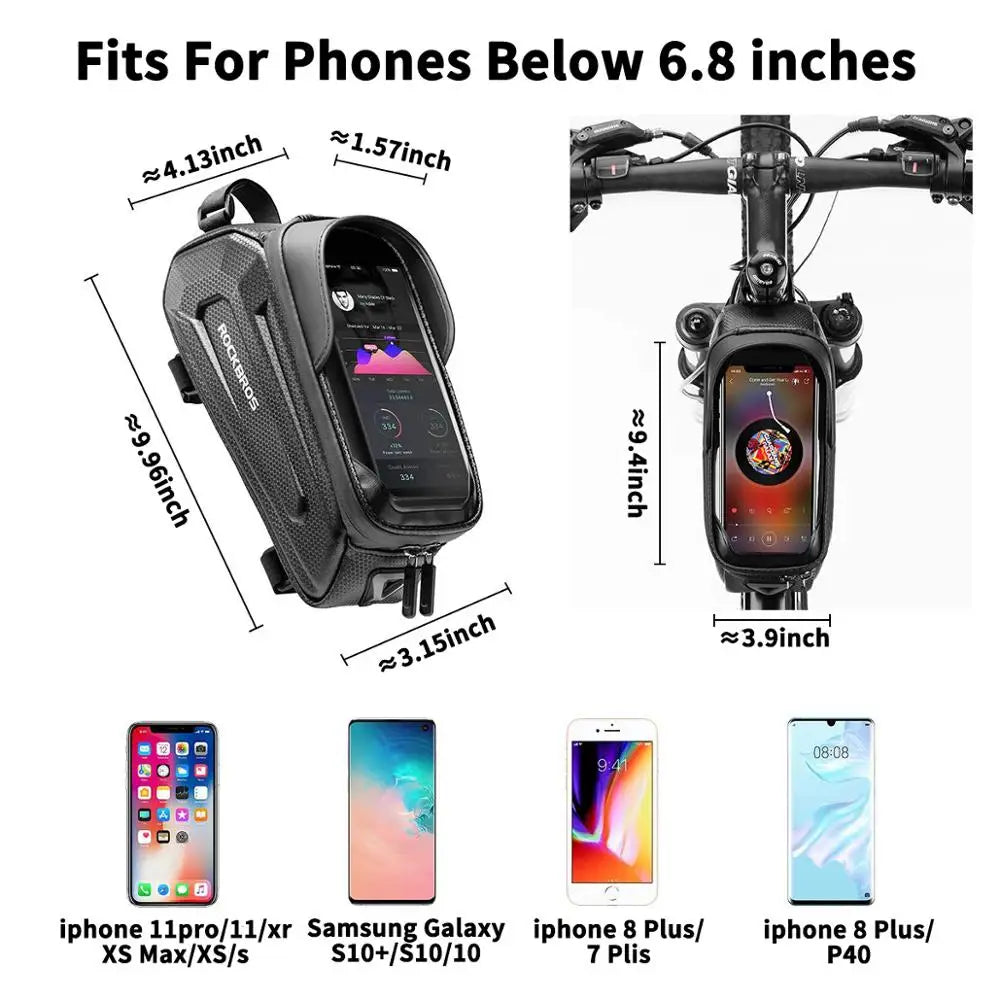 Rockbros Waterproof Bicycle Bag with Touch Screen Cycling Case for MTB Road Bike and 6.5 Inch Phone Accessories