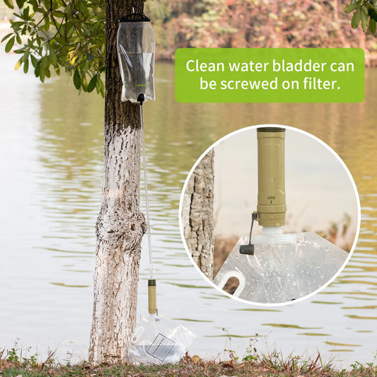Miniwell Outdoor Gravity Water Filter System Multi Use for Group Camping and Famliy Emergency Prepardness