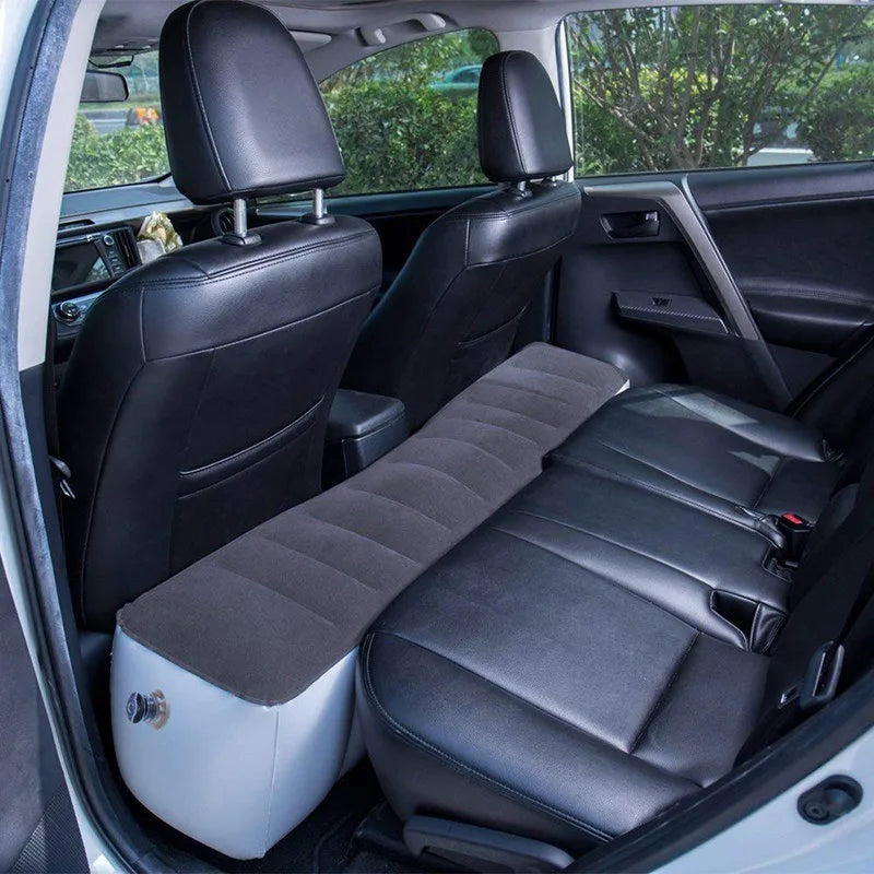 Inflatable Car Travel Bed Mattress for Back Seat Accessories Cushion Gray Flocking Cloth Outdoor Camping Air Bed