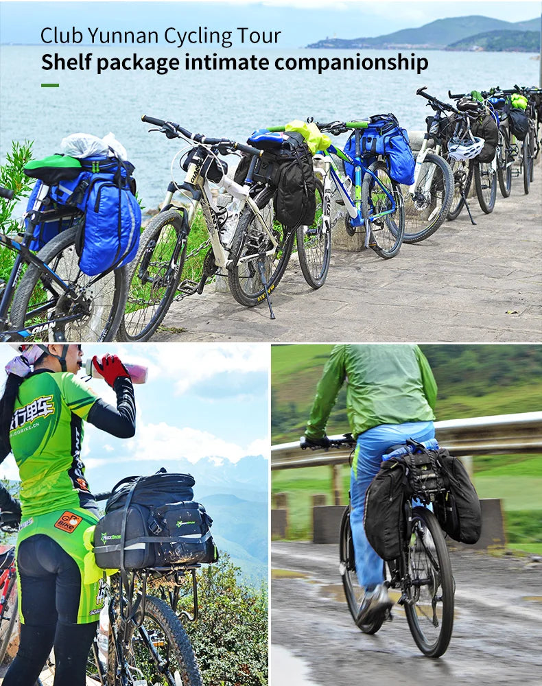 ROCKBROS Bicycle Seat Bags Cycling Rear Backpack Trunk MTB Cycle Travel Bag Large Capacity Outdoors Sport Bike Pannier