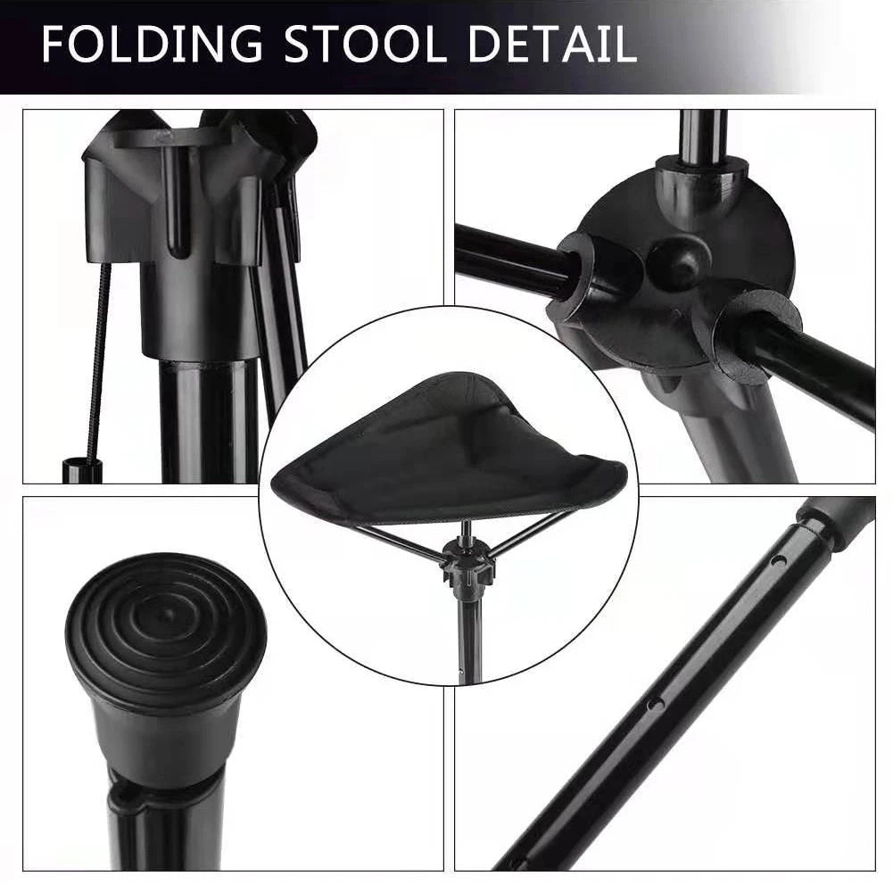 Camping Stool One Leg Folding Chair Adjustable Collapsible Chair Folding Stool for Outdoor Hiking Picnic Travel