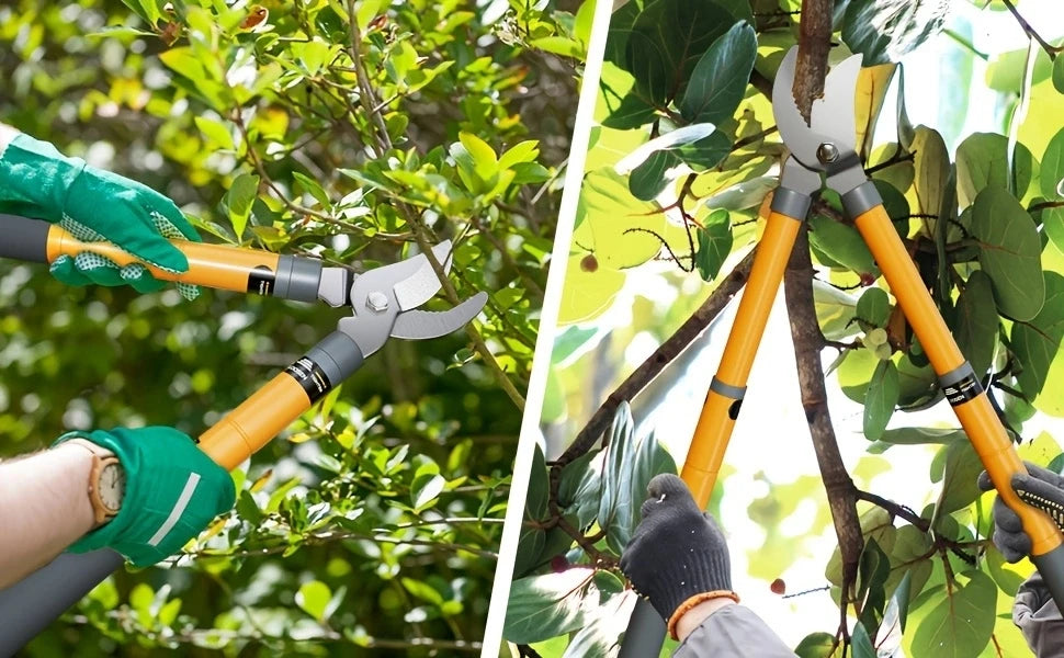 Hedge Shears, Pruning Shears with Telescopic Handles,Extendable Heavy-Duty Branch Cutters