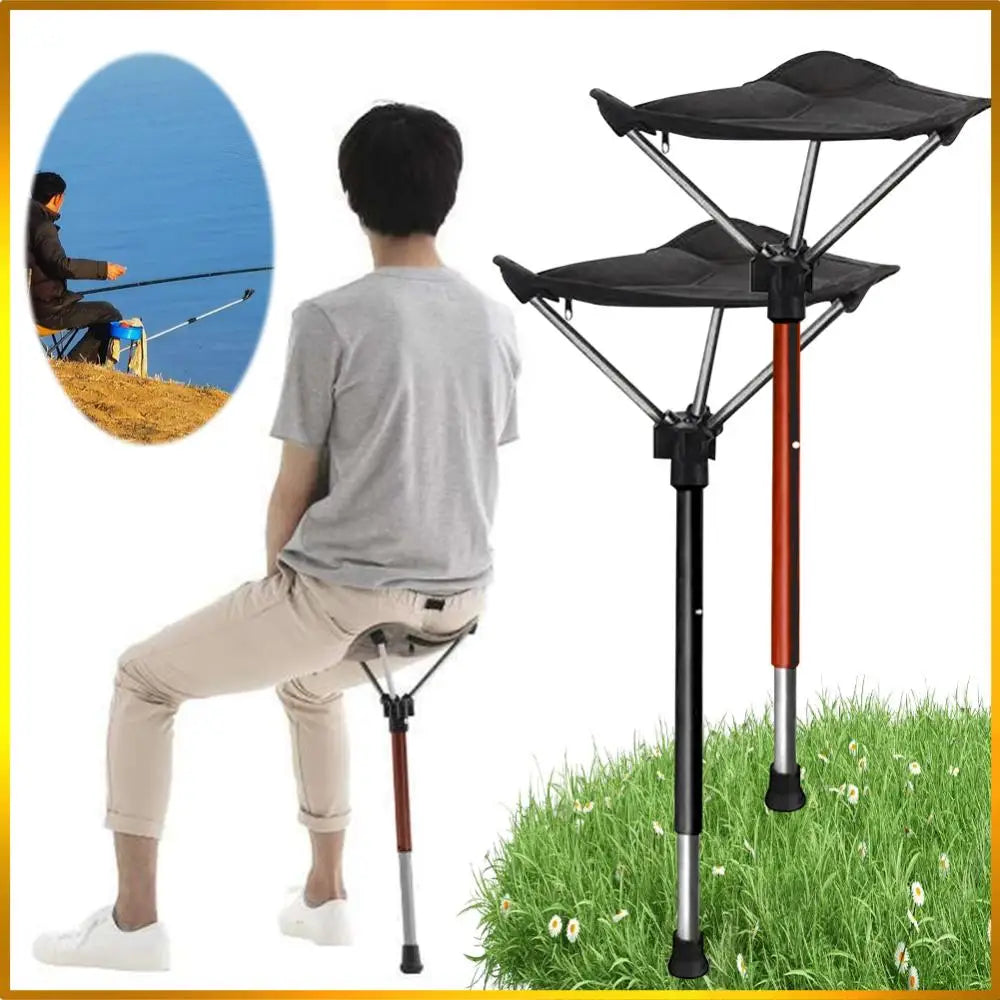 Camping Stool One Leg Folding Chair Adjustable Collapsible Chair Folding Stool for Outdoor Hiking Picnic Travel
