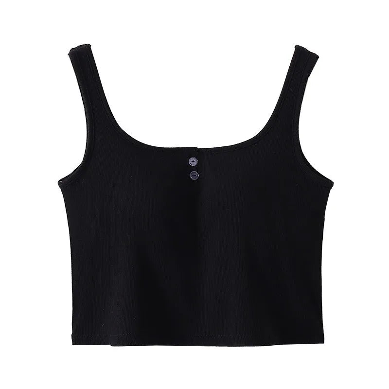 DéBardeur Femme Traf Women'S Solid Color Vest Without Wires Padded Round Neck Bottoming Tops Woman 2025 Sleeveless Tops