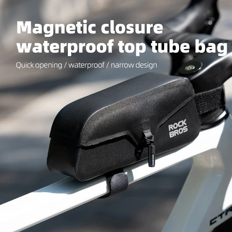 ROCKBROS Magnetic Bicycle Top Tube Bag Suction Cycling Bag Waterproof Portable Front Frame Pack Large Capacity For MTB Road Bike