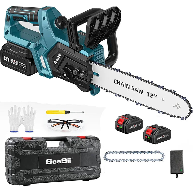 12'' Brushless Electric Chainsaw Cordless Chain Saw Garden Tools Tree Wood Cutting Pruning