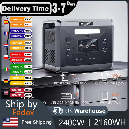 Portable Power Station  2400W(4800W Peak) High-power Power Supply for Home Outdoor Power Outage