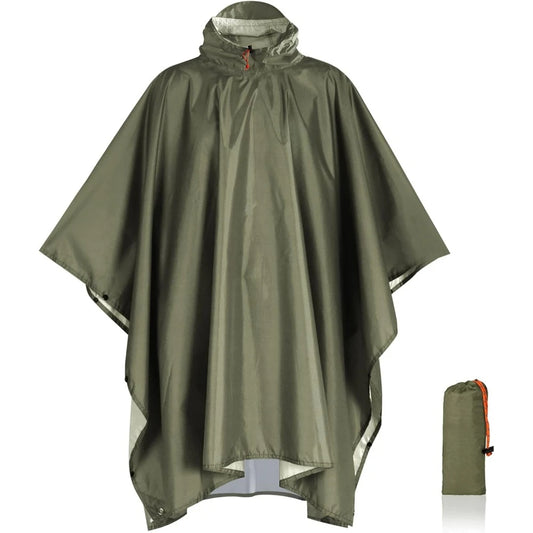 Hooded Rain Poncho for Adults Waterproof Lightweight Rain Coat for Men Women Reusable Rain Jacket for Emergency Outdoor