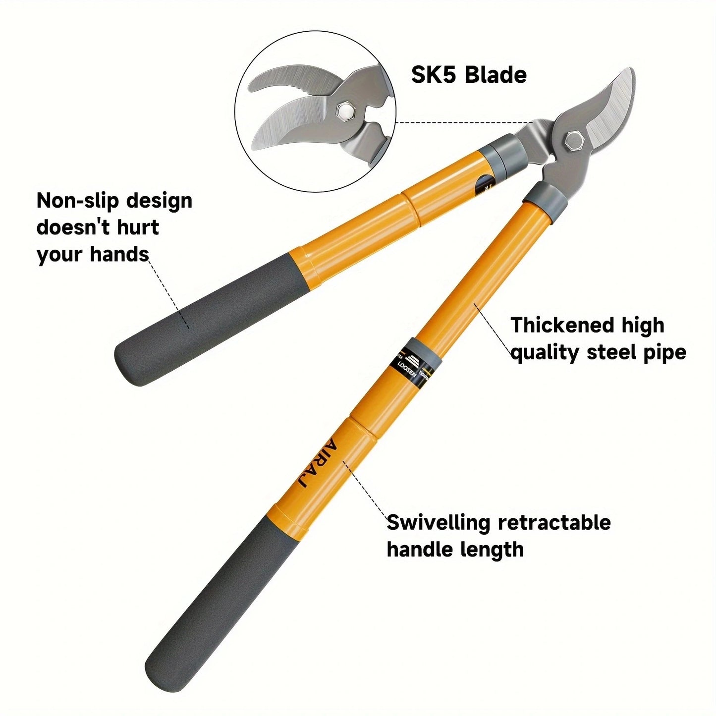 Hedge Shears, Pruning Shears with Telescopic Handles,Extendable Heavy-Duty Branch Cutters