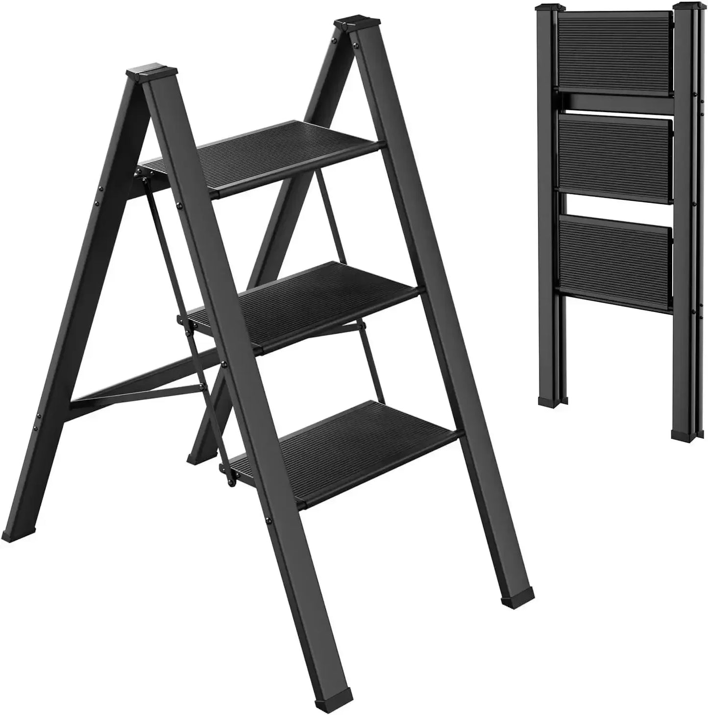 2-3-4 Step Ladder Aluminum Lightweight Folding Step Stool Wide Anti-Slip Pedal
