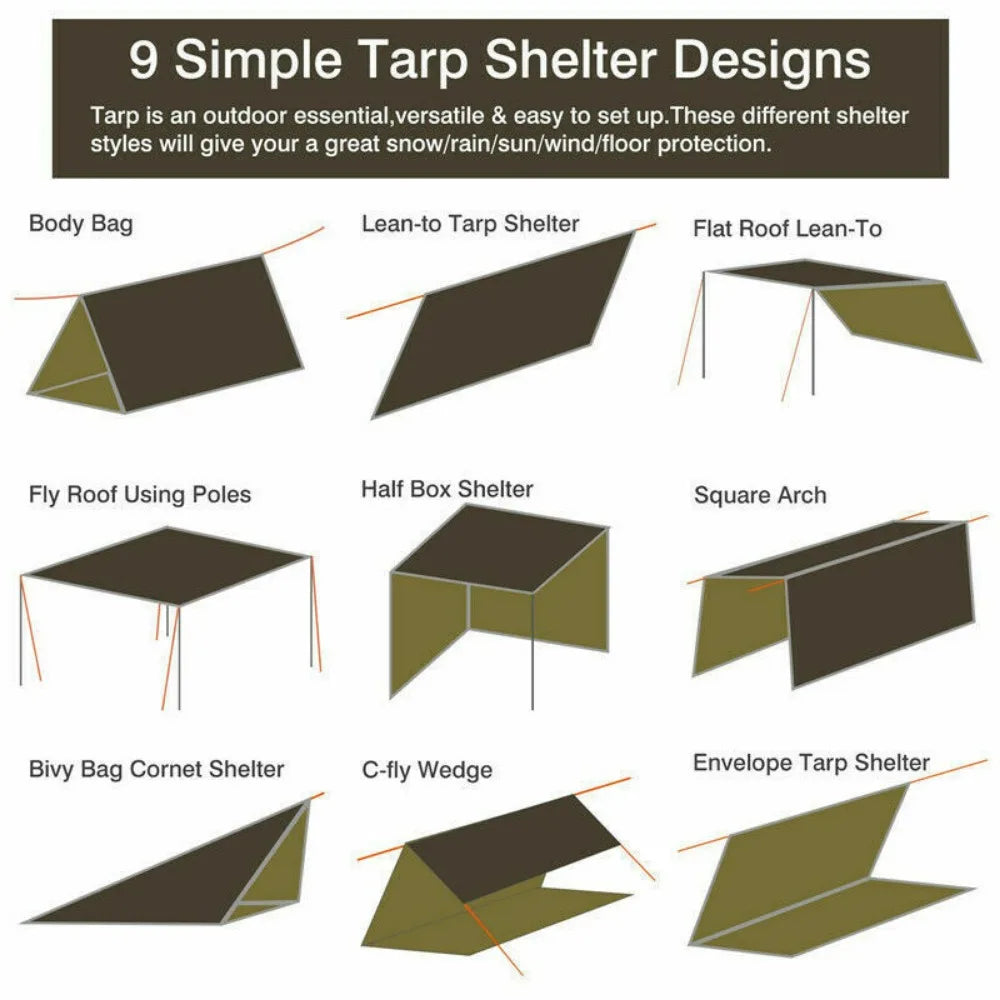3Mx3M Camping Waterproof Awning Tarp Tent Dark Grey Ultralight Sun Shelter for Outdoor Tourist Beach sun shade UV Coating