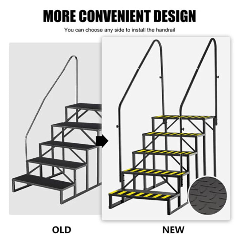 RV Steps 4/5-Step RV Stairs 660LBS with 2 Handrail Steel Mobile Stairs