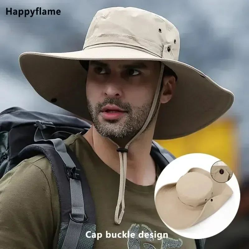 New Sun Protection Fishing Hat Summer Breathable Mesh Camping Hiking Cap Anti UV Sun Hat Mountaineering Men's Panama Hat