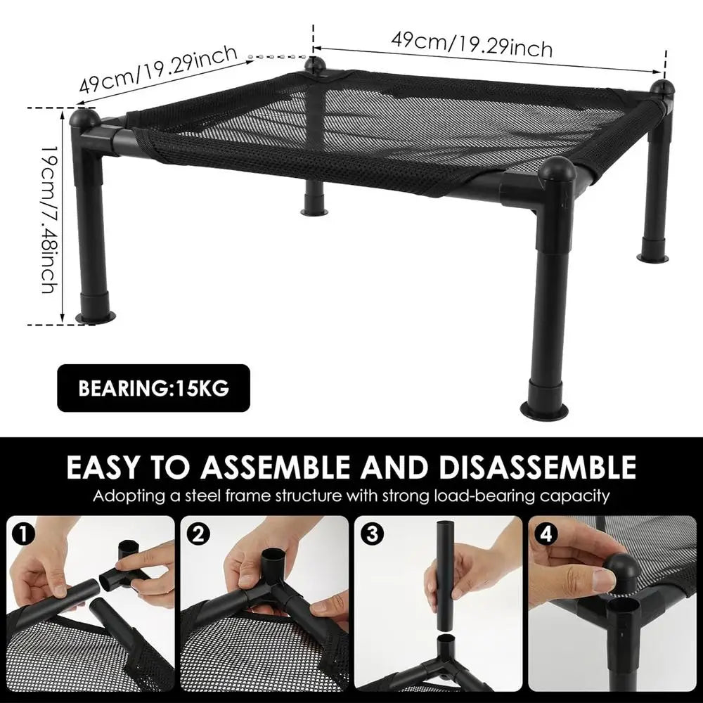 Outdoor Raised Dog Bed Cooling Comfort Elevated Dog Bedw With Metal Frame Portable Dog Cot