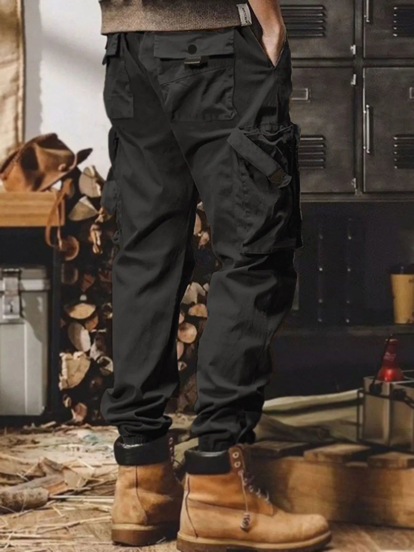Work Pants Mens Casual Pants Elastic Waistband Oversized Pants With Multiple Pockets Loose Big Size Oversized Trousers