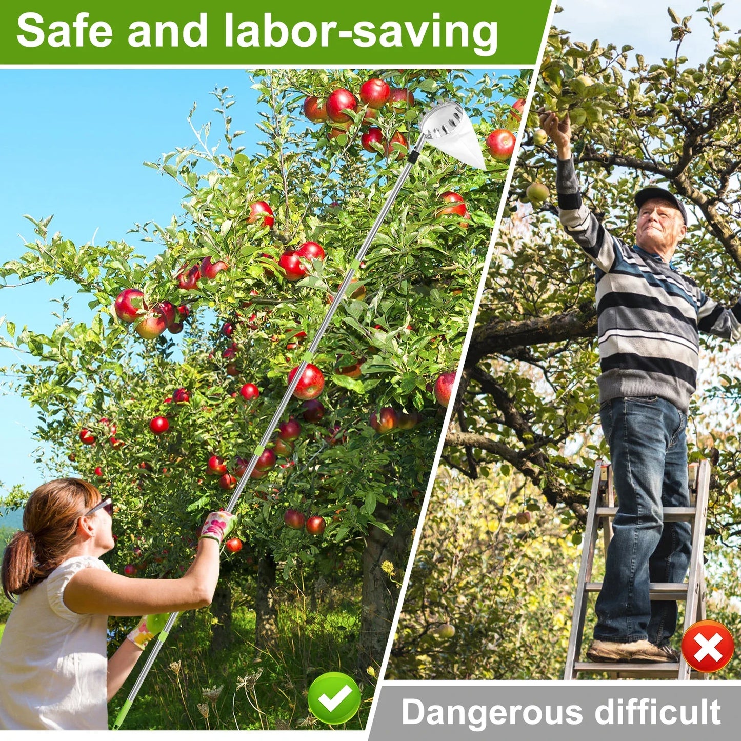 New Fruit Picker Fruit Picking Tool with Storage Bag Stainless Steel Orange Picker Tool