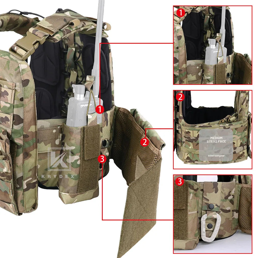 KRYDEX CPC Tactical Vest MOLLE Plate Carrier Heavy Duty Body Armor Camo Vest