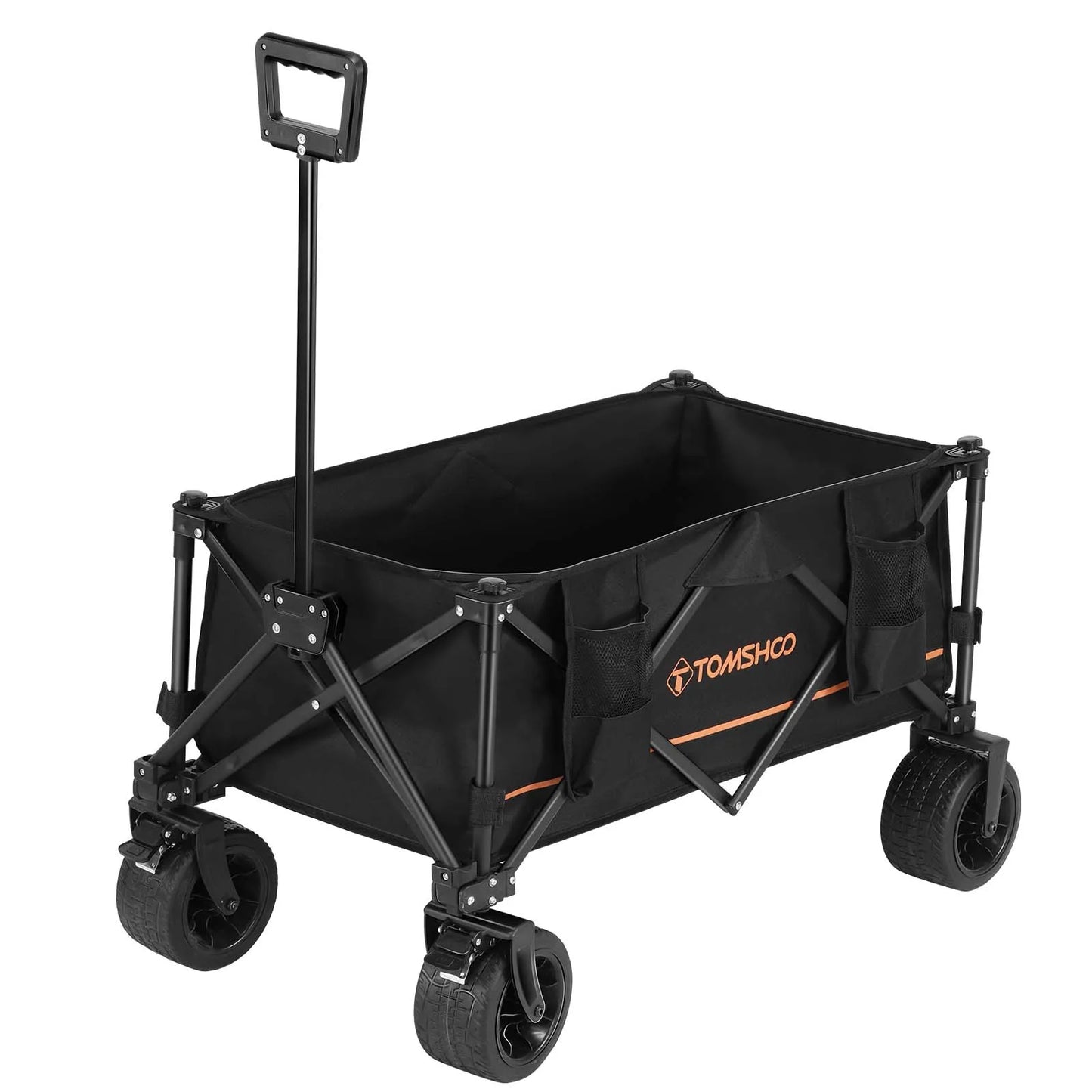 TOMSHOO Collapsible Folding Wagon Cart/Portable Large Capacity Camping Wagon/All Terrain Foldable Wagon/Heavy Duty Utility Wagon