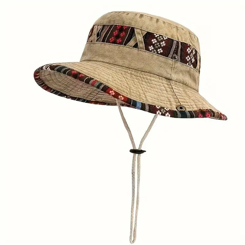 Personality Ethnic Style Western Cowboy Hat Spring Summer Hiking Hat for Men Outdoor Casual Large Brim Fishing Shade