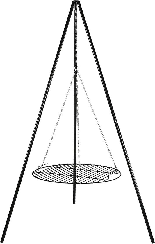 Outdoor Fire Pit Tripod Cooking Grill System - Black Steel Grate and Legs - 22-Inch