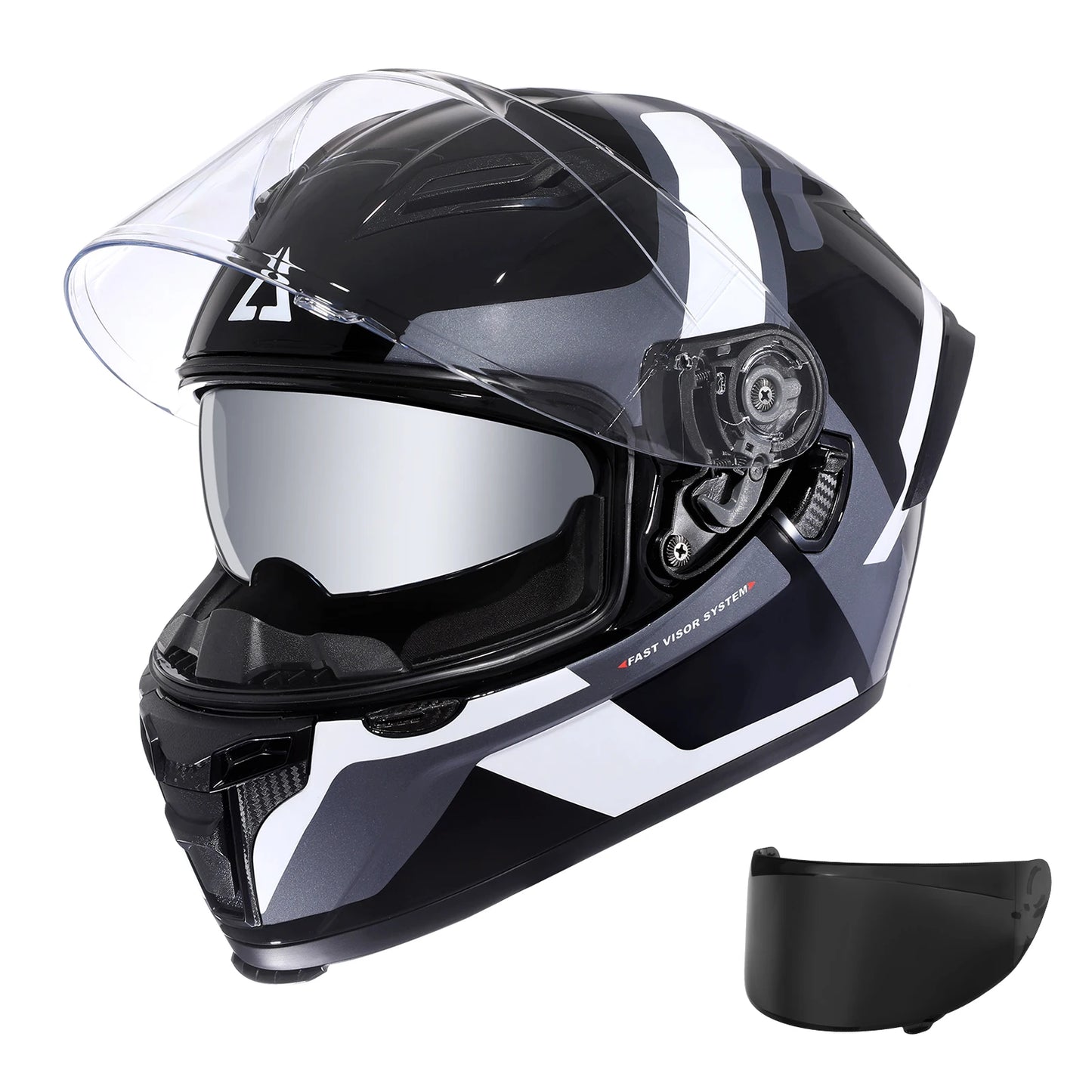 Triangle Full Face Motorcycle Helmet Dual Visor for Adults Men and Women with Internal Sunshield DOT Approved