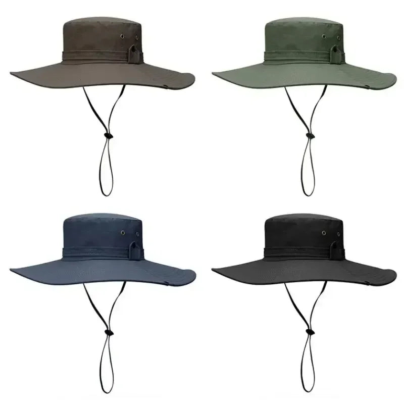 New Sun Protection Fishing Hat Summer Breathable Mesh Camping Hiking Cap Anti UV Sun Hat Mountaineering Men's Panama Hat
