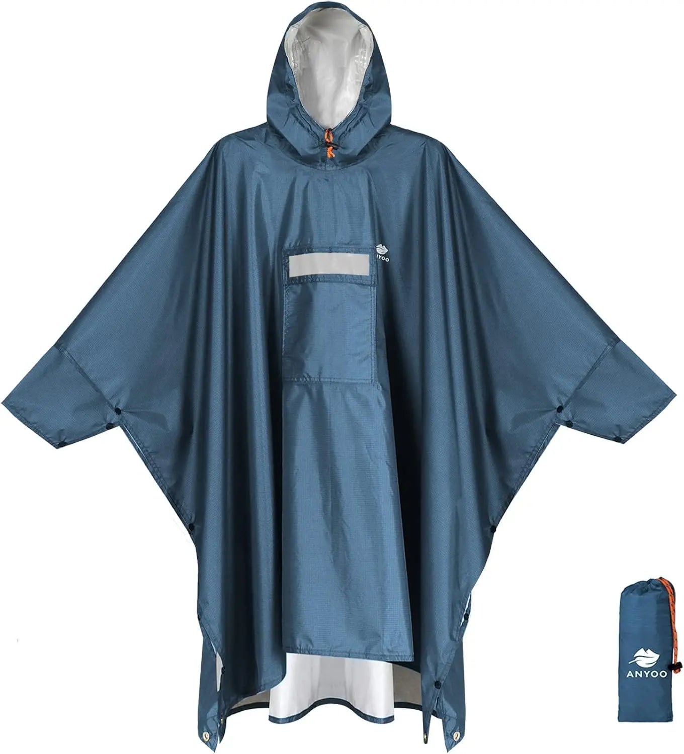 Hooded Rain Poncho for Adults Waterproof Lightweight Rain Coat for Men Women Reusable Rain Jacket for Emergency Outdoor
