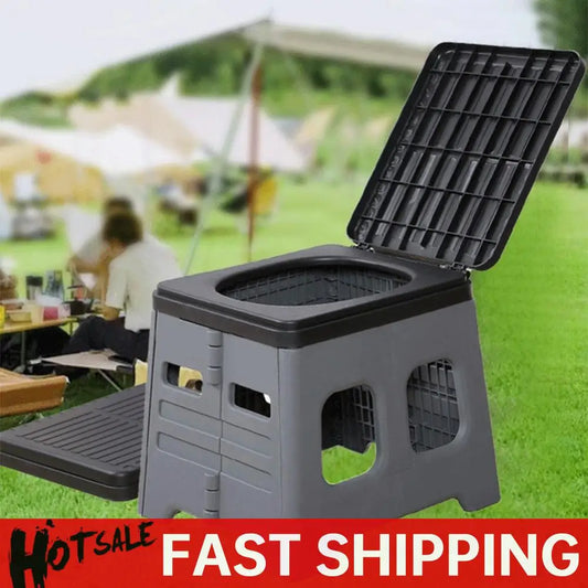 Portable Camping Toilet with Lid Foldable Outdoor Camp Toilet Multifunctional Folding Truck Toilet for Emergencies