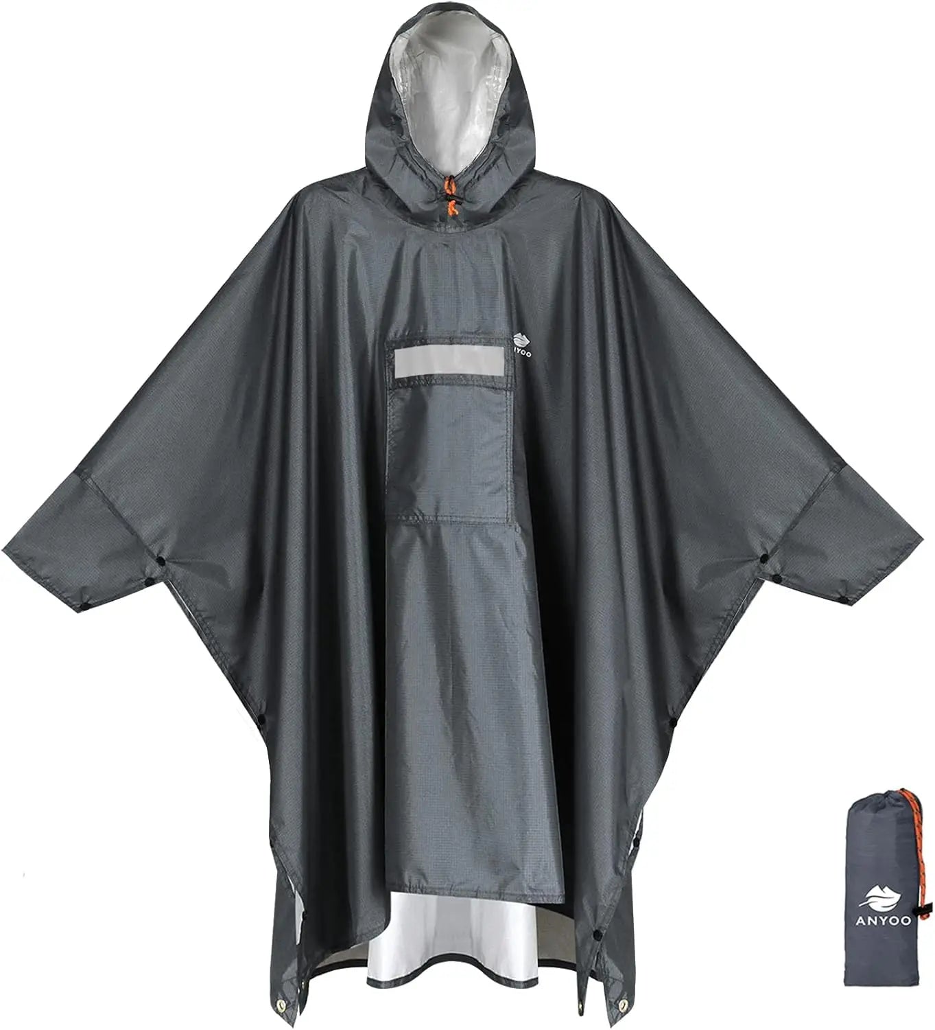 Hooded Rain Poncho for Adults Waterproof Lightweight Rain Coat for Men Women Reusable Rain Jacket for Emergency Outdoor