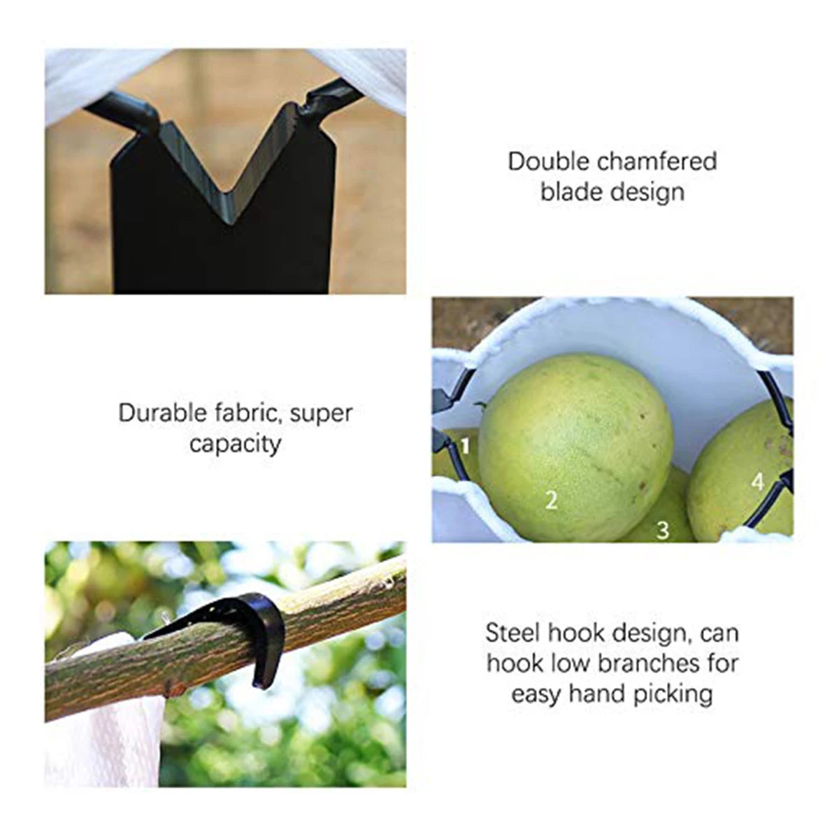 New Fruit Picker Fruit Picking Tool with Storage Bag Stainless Steel Orange Picker Tool