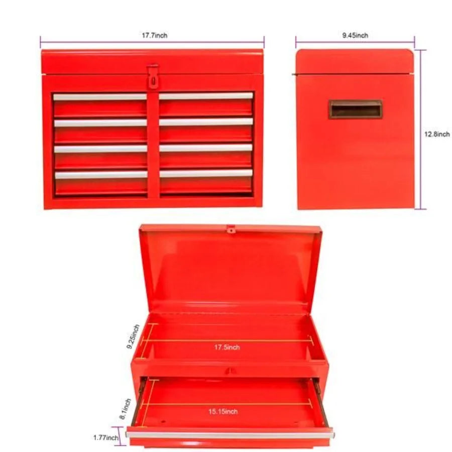 Detachable 5 Drawer Tool Chest with Bm Cabinet and One Adjustable ShelfRed