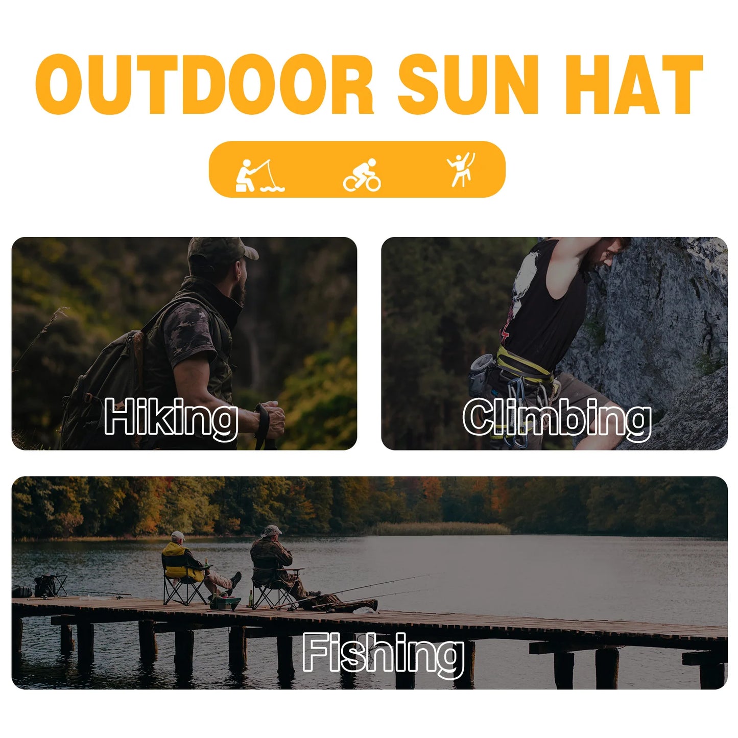 Outdoor Sun Hat Wide Brim UV Protection Foldable Bucket Hat for Fishing Hiking Camping Lightweight Travel Beach Hat