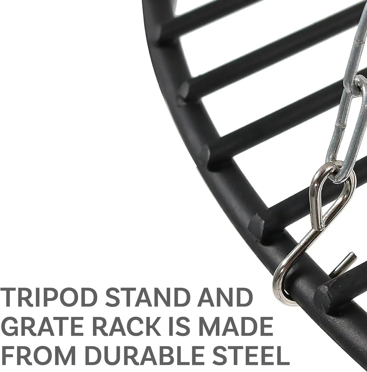 Outdoor Fire Pit Tripod Cooking Grill System - Black Steel Grate and Legs - 22-Inch