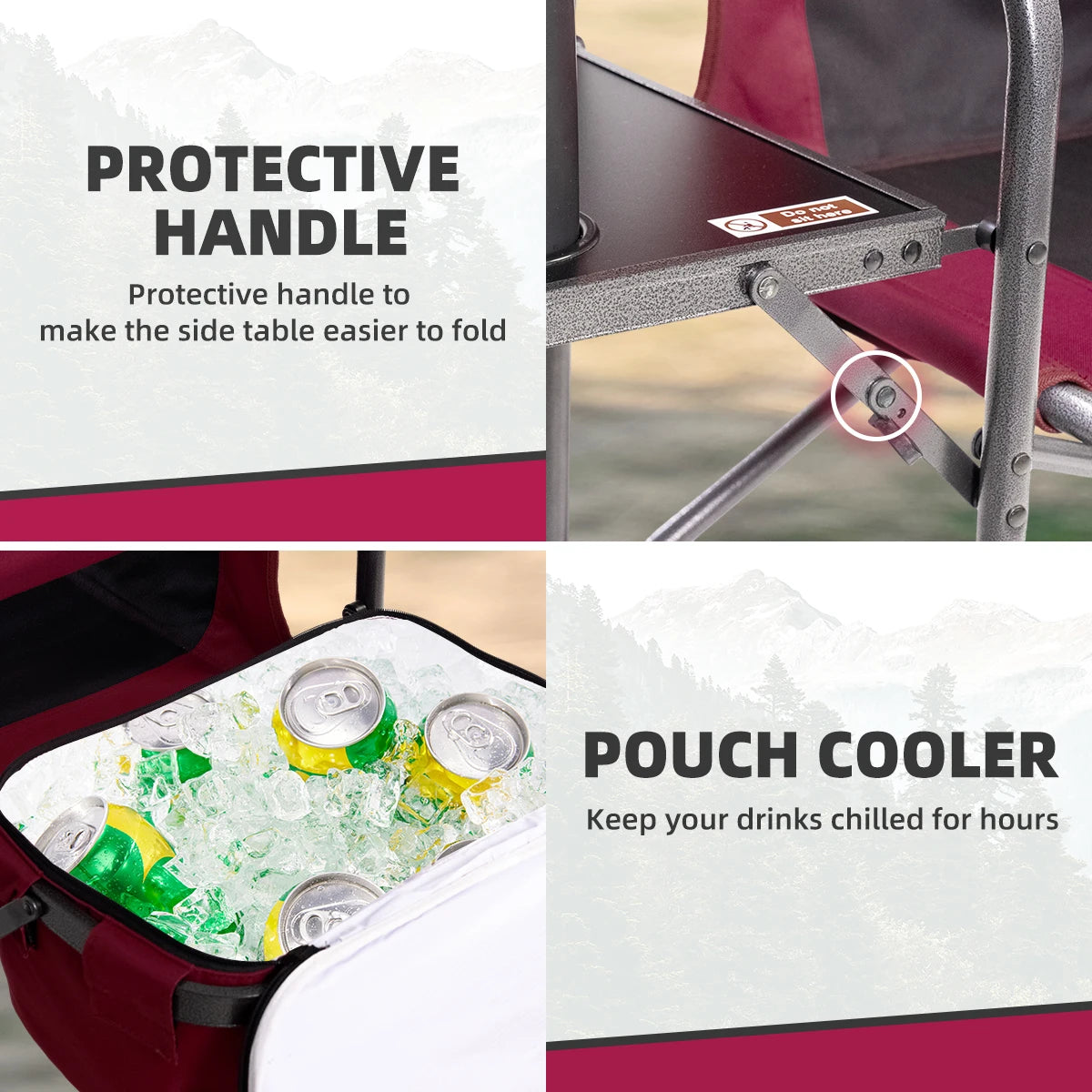 Director Camping Chair with Cooler Bag Camping Directors Chair with Foldable Side Tray