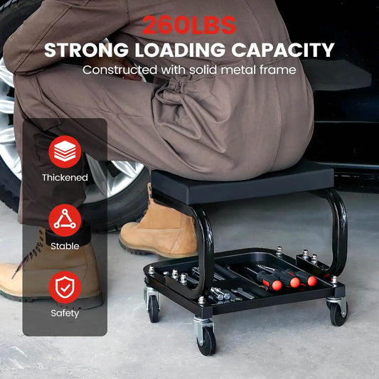 Mechanic Stool 120kg Load Rolling Pneumatic Creeper Garage/Shop Seat Padded Rolling Workshop Stool for Garage Auto Repair