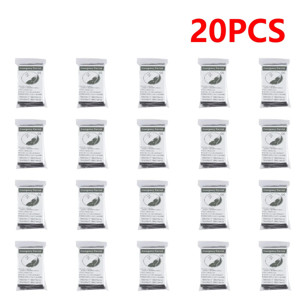 30-10PCS Emergency Thermal Poncho Blanket Lightweight Folding Water Resistant Windproof Sunshade First Aid Camping Mat Pad Cover