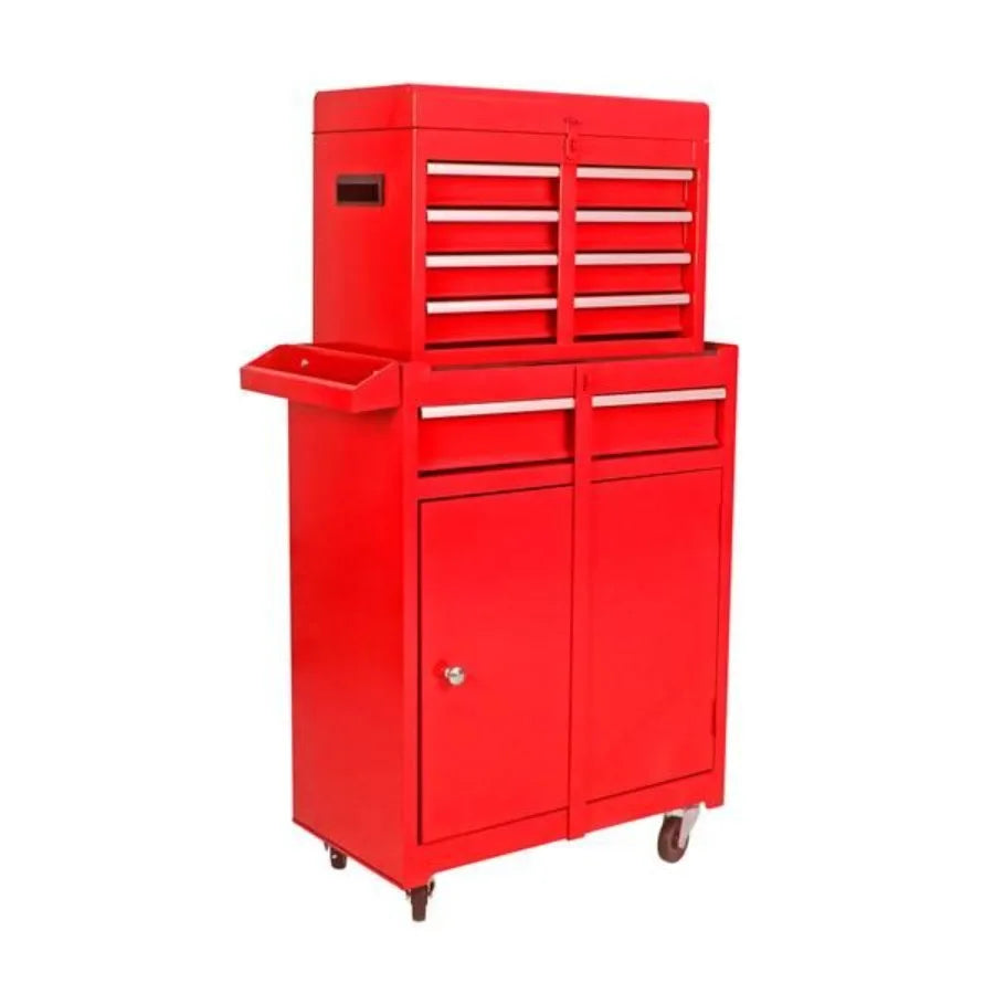 Detachable 5 Drawer Tool Chest with Bm Cabinet and One Adjustable ShelfRed