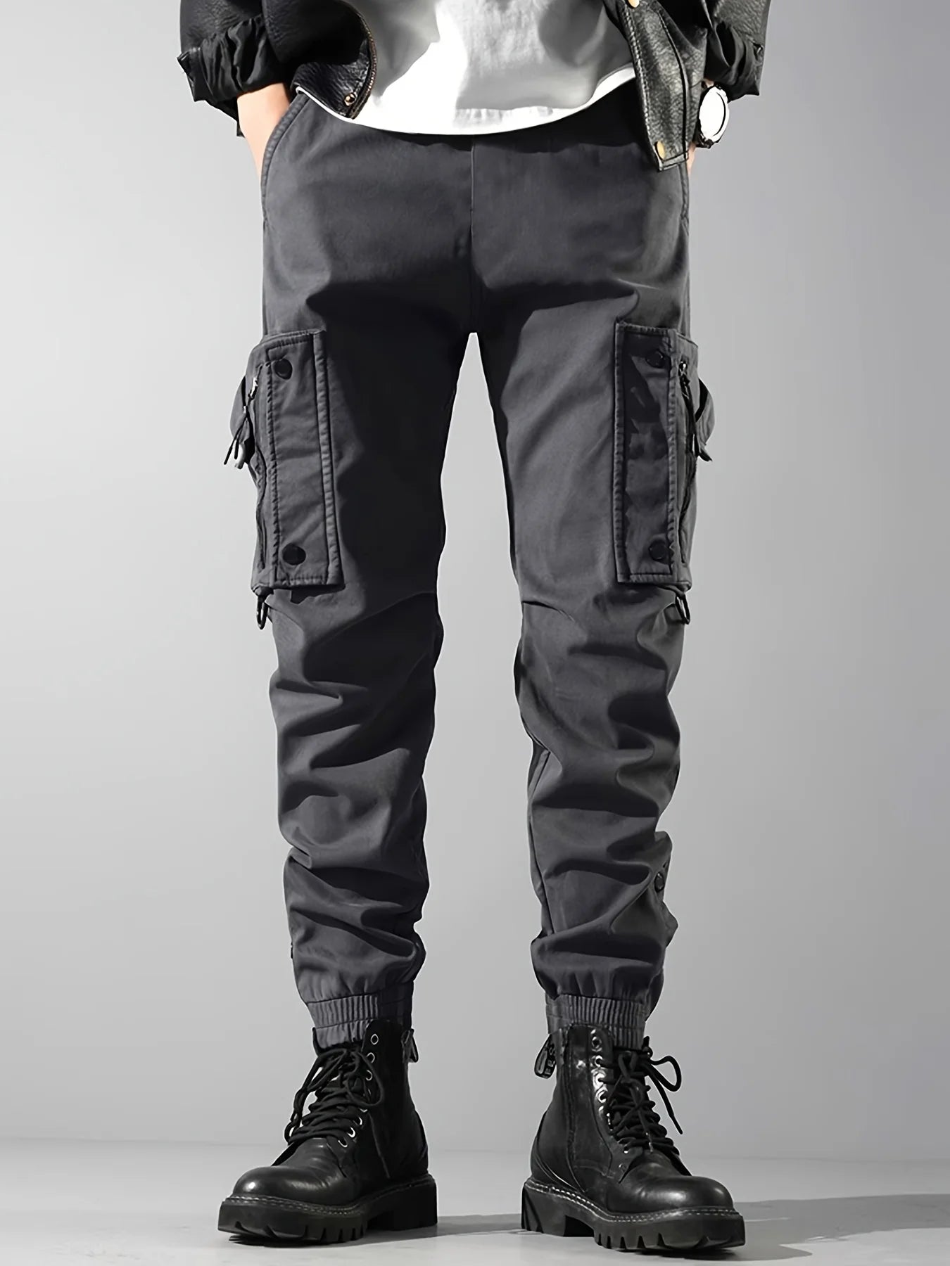 Work Pants Mens Casual Pants Elastic Waistband Oversized Pants With Multiple Pockets Loose Big Size Oversized Trousers