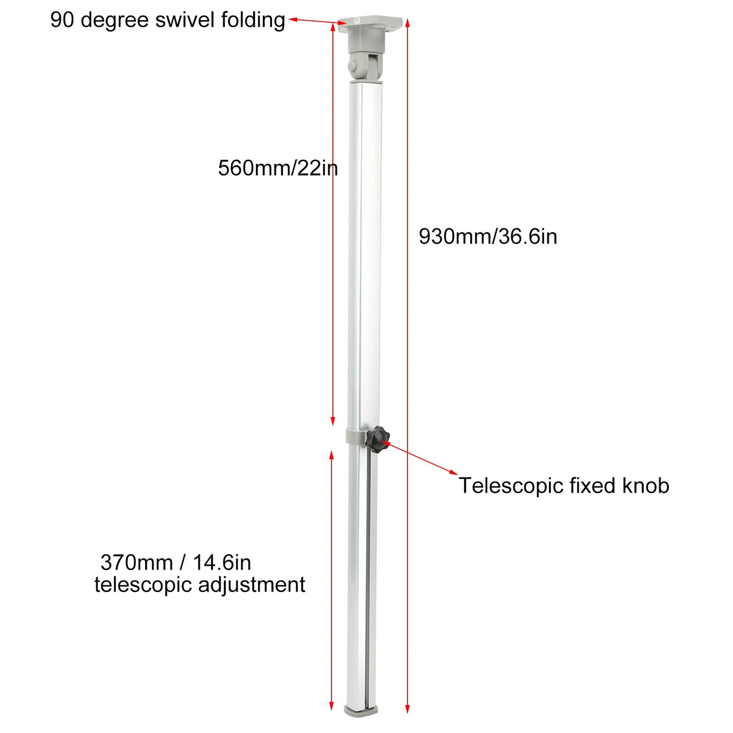 Folding Table Leg 560 to 930mm Aluminum Alloy Telescopic Desk Stand for RV Campers Caravans Boat Folding Table Leg