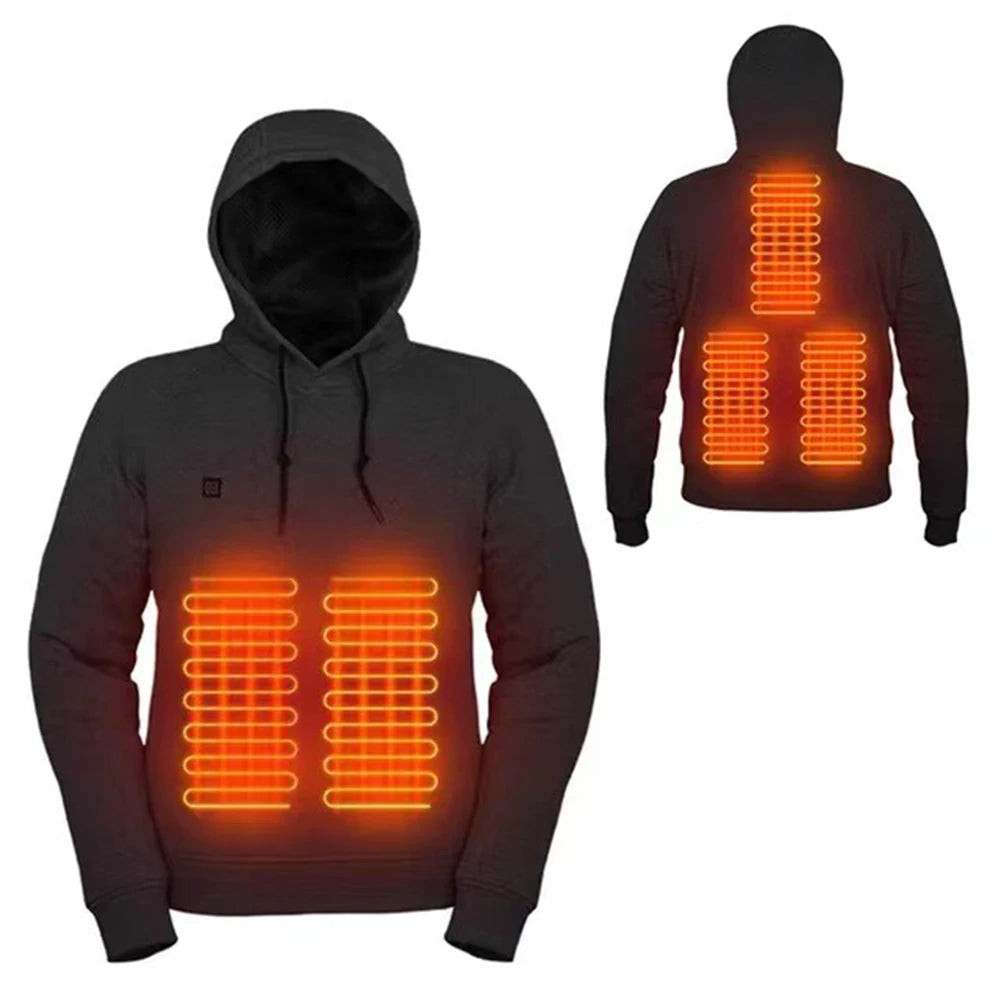 Heating Solid Color Black Hoodies Winter Warm Sweetshirts Windbreak Pullovers Workout Leisure Sportswear Women Men Sweatshirts