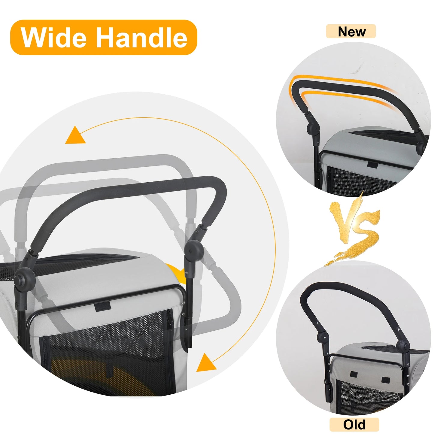 Pet Stroller for 2 Dogs with Zipper Divider