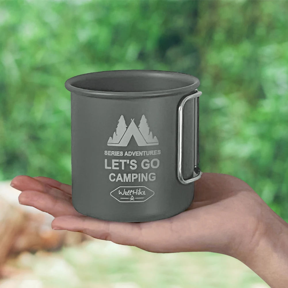 Lightweight 300ML Aluminum Alloy Camping Water Cup with Foldable Handle for Hiking and Outdoor Travel
