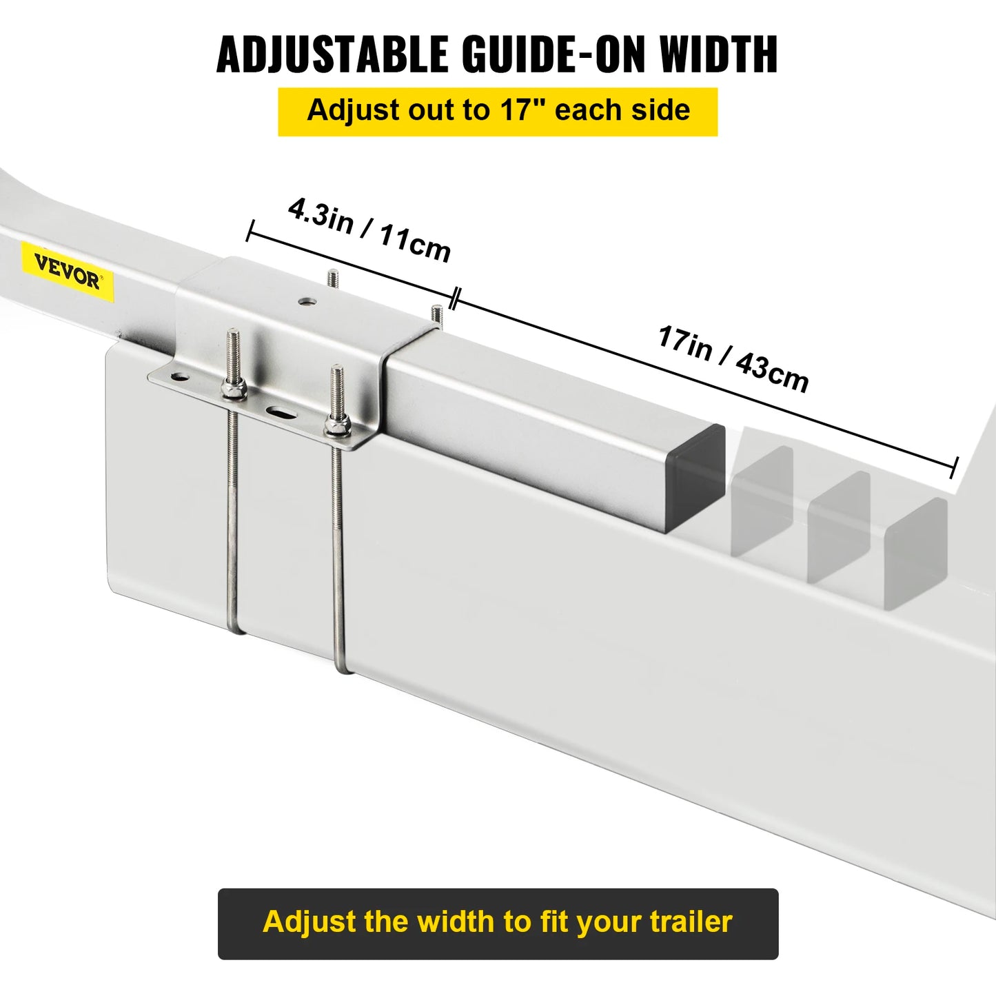 46" Aluminum Boat Trailer Guide-ons Rust-resistant on 2PCS with Adjustable Width