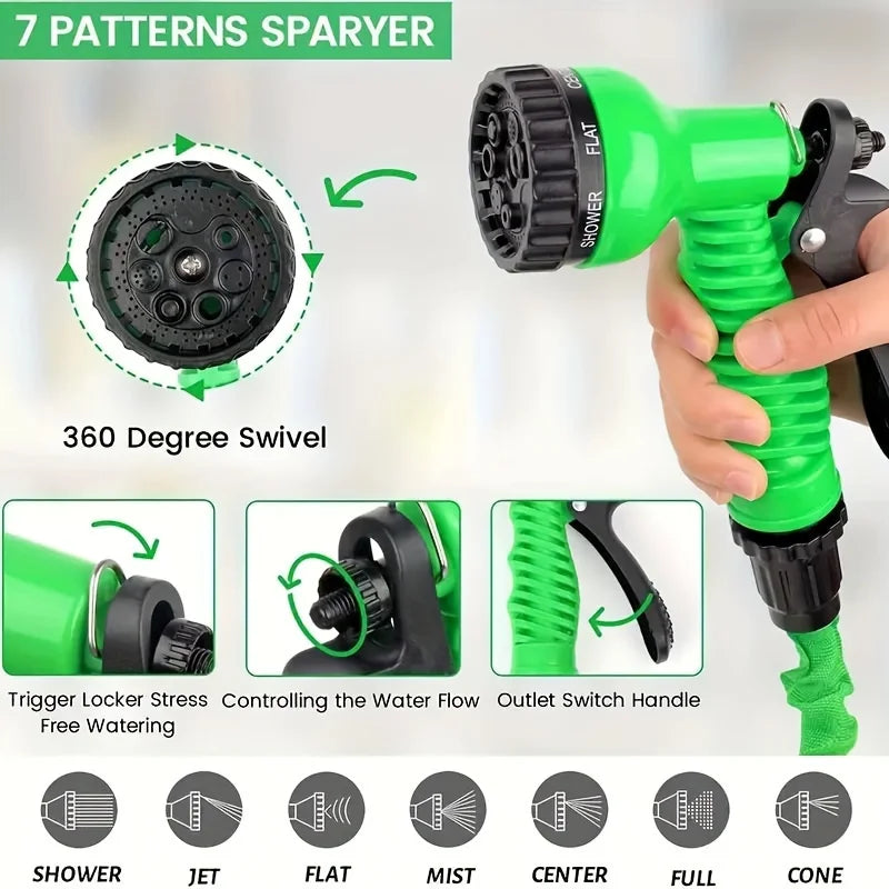 25FT-100FT Expandable Garden Watering Hose High Pressure Car Wash Magic Flexible Water Hose