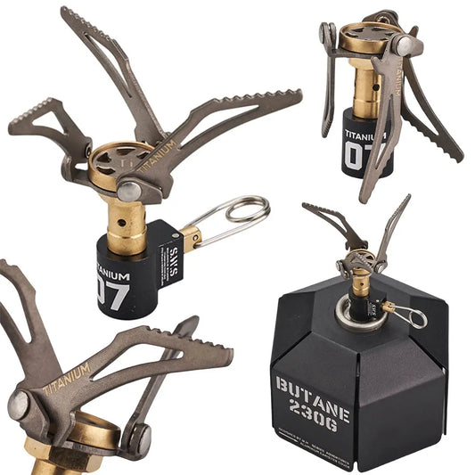 2700W Ultralight Camping Stove Titanium Outdoor Gas Stove Stainless Steel Portable Gas Burner for Outdoor Hiking Picnic