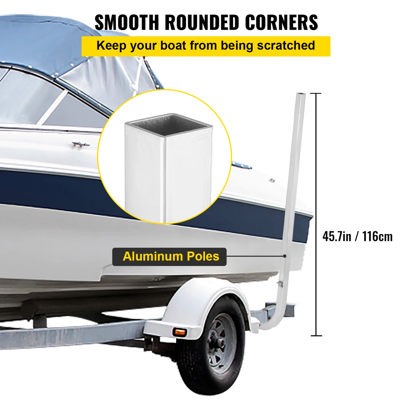 46" Aluminum Boat Trailer Guide-ons Rust-resistant on 2PCS with Adjustable Width