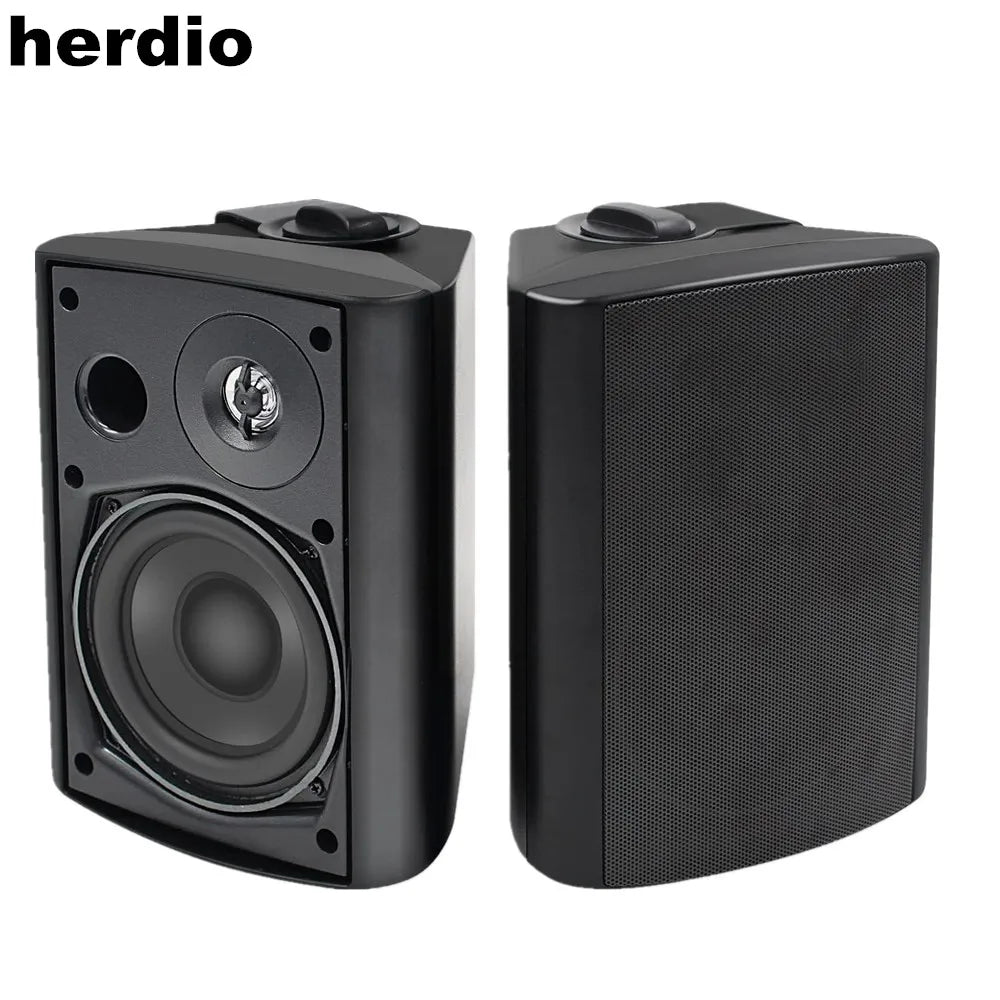 5.25 Inch Indoor Outdoor Bluetooth Speakers Waterproof Wired Wall Mount System 300 Watts Black