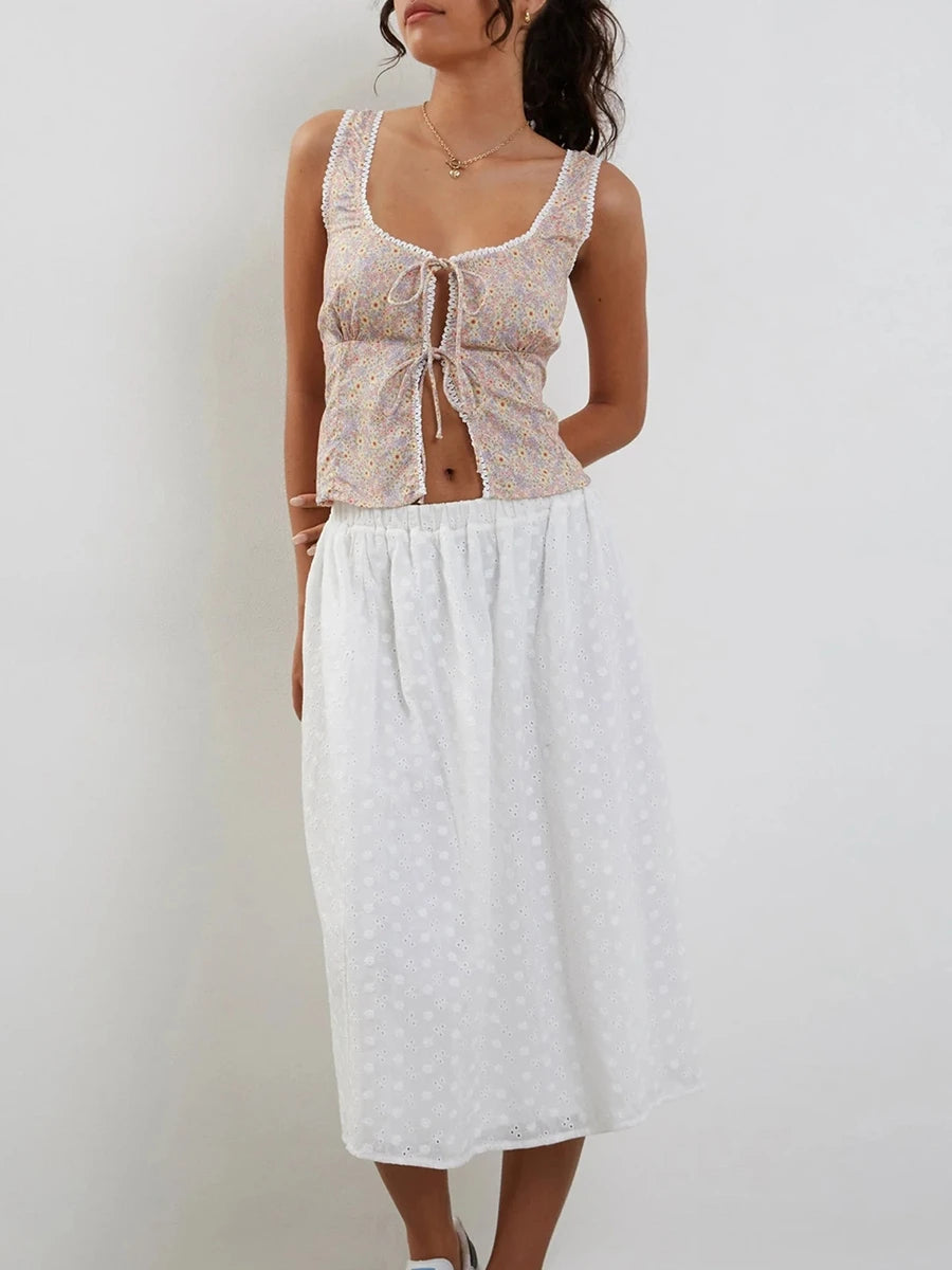 Women s Boho Style Halter Neck Sleeveless Floral Print Tie Front Crop Top Summer Fashion Cami Tank Tops